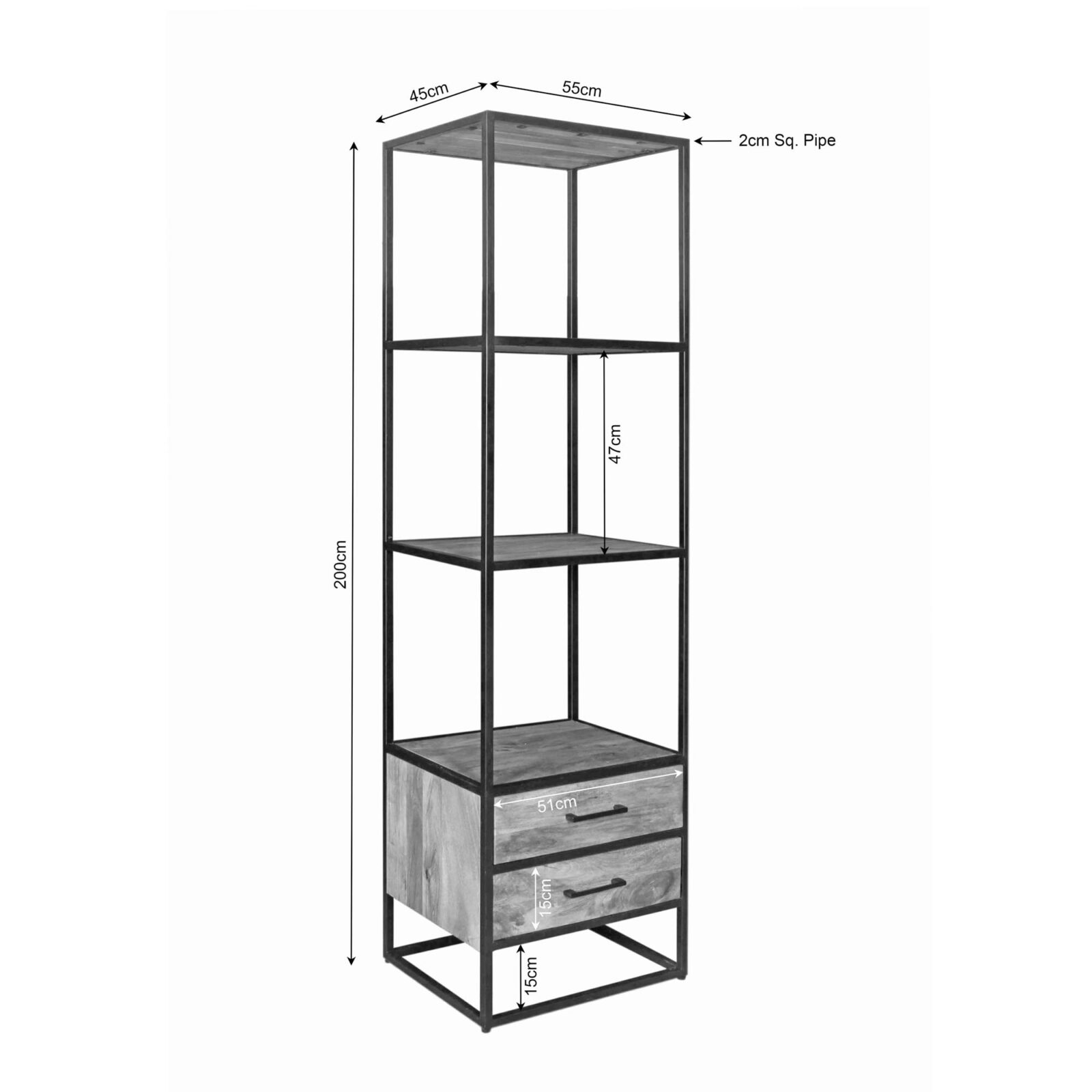 Bücherregal Dakota 2 Schubladen | 55 cm – Bild 5