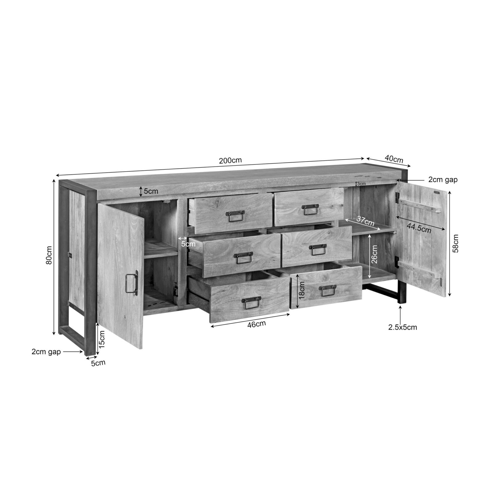 Sideboard Britt | 200 cm – Bild 5