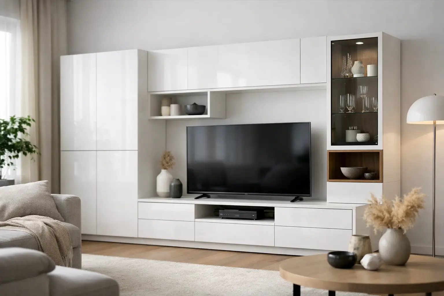Wohnzimmerschrank modern weiß richtig wählen